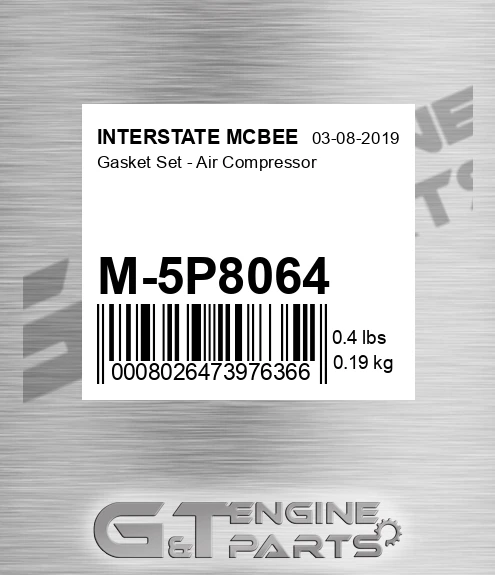 M-5P8064 Gasket Set - Air Compressor for INTERSTATE MCBEE
