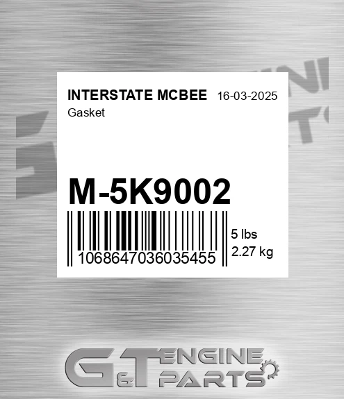 M-5K9002 Gasket for INTERSTATE MCBEE