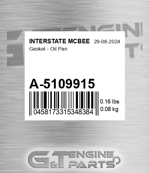 A-5109915 Gasket - Oil Pan for INTERSTATE MCBEE