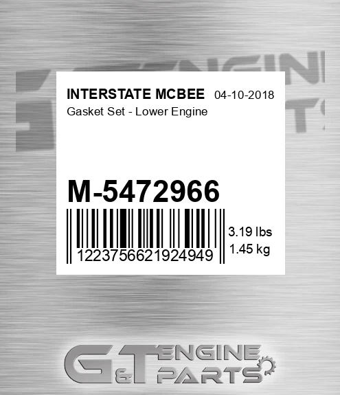 M-5472966 Gasket Set - Lower Engine