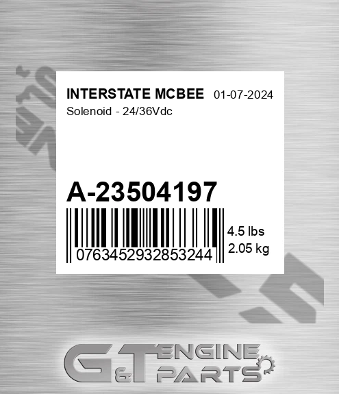 A-23504197 Solenoid - 24/36vdc