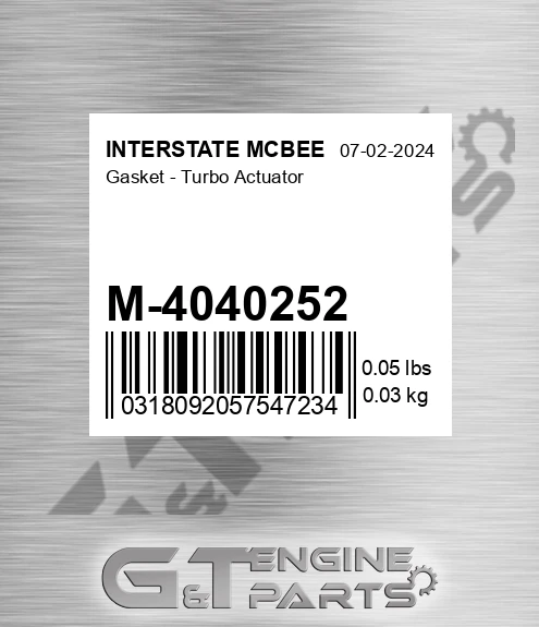 M-4040252 Gasket - Turbo Actuator