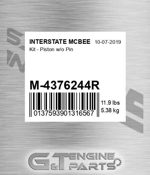 M-4376244R Kit - Piston W/o Pin