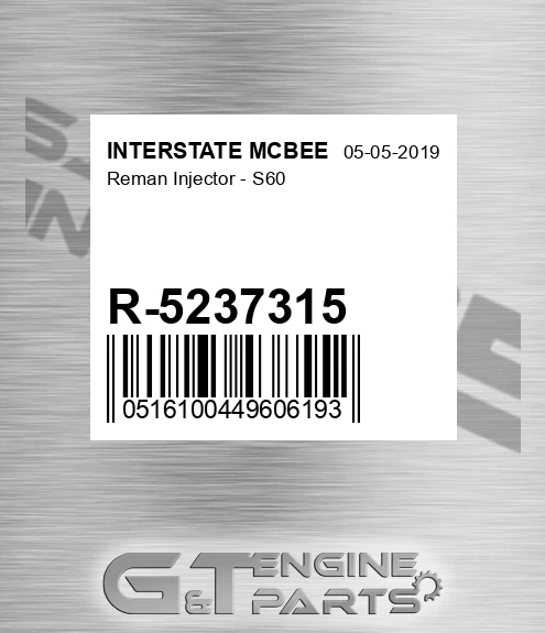 R-5237315 Reman Injector - S60