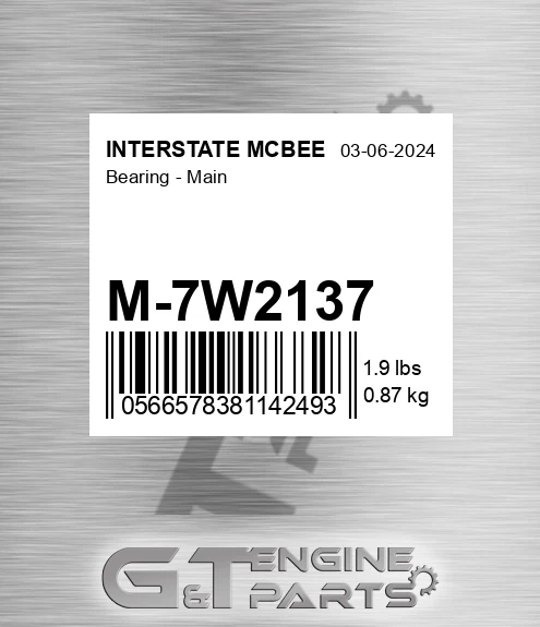 M-7W2137 Bearing - Main for INTERSTATE MCBEE