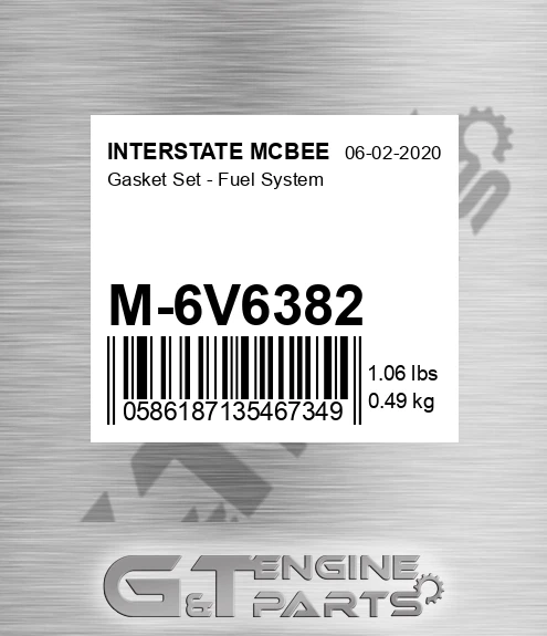 M-6V6382 Gasket Set - Fuel System for INTERSTATE MCBEE