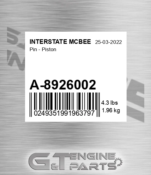 A-8926002 Pin - Piston