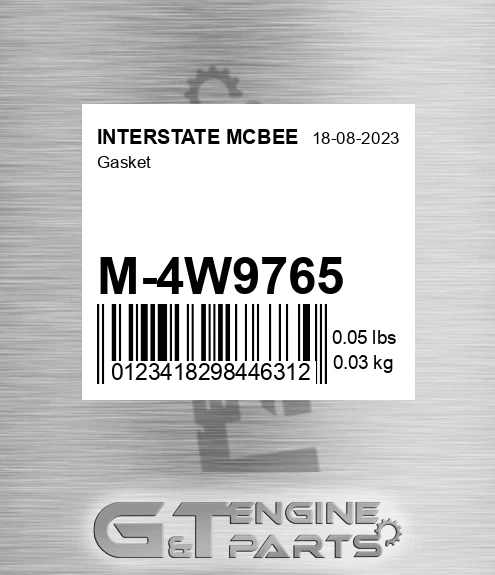 M-4W9765 Gasket for INTERSTATE MCBEE