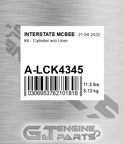 A-LCK4345 Kit - Cylinder W/o Liner