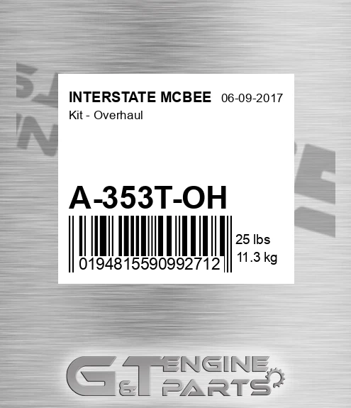 A-353T-OH Kit - Overhaul