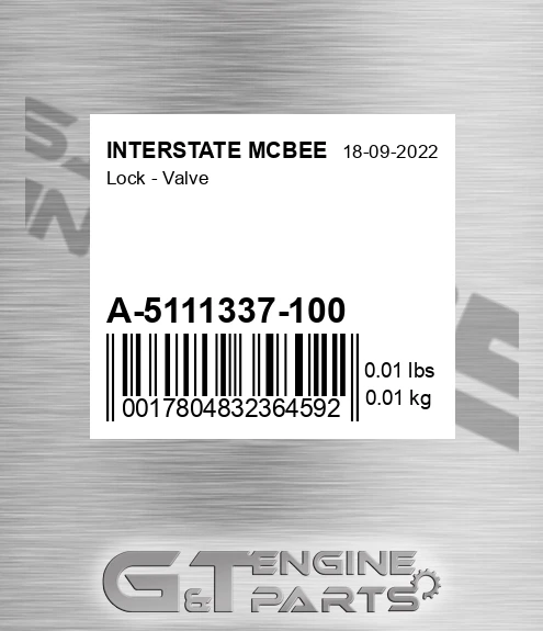 A-5111337-100 Lock - Valve for INTERSTATE MCBEE