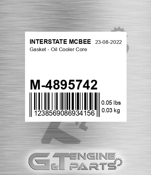M-4895742 Gasket - Oil Cooler Core
