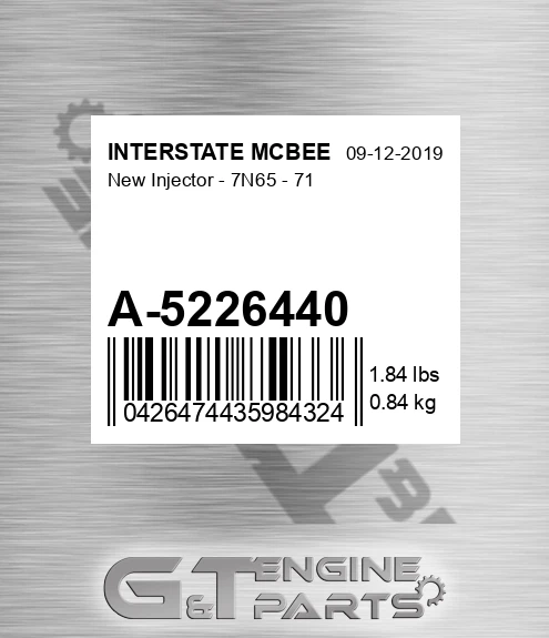A-5226440 New Injector - 7n65 - 71