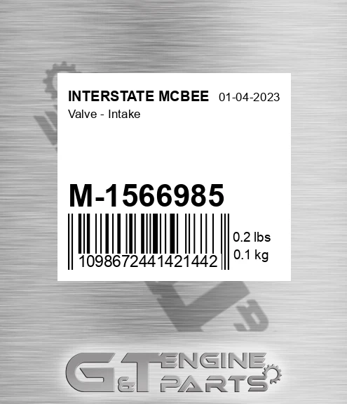 M-1566985 Valve - Intake for INTERSTATE MCBEE