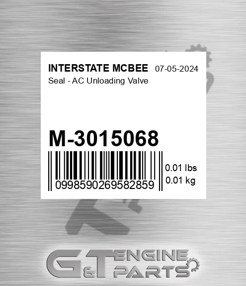 M-3015068 Seal - Ac Unloading Valve