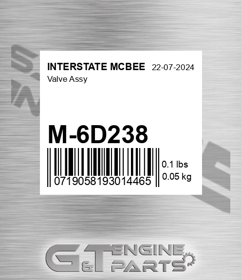 M-6D238 Valve Assy for INTERSTATE MCBEE