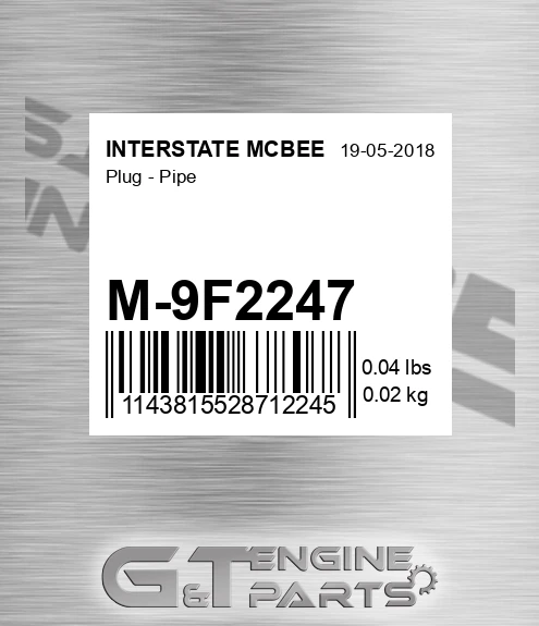 M-9F2247 Plug - Pipe for INTERSTATE MCBEE
