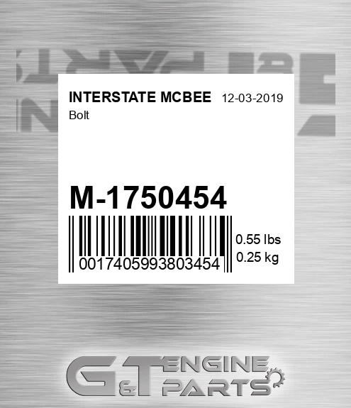 M-1750454 Bolt for INTERSTATE MCBEE