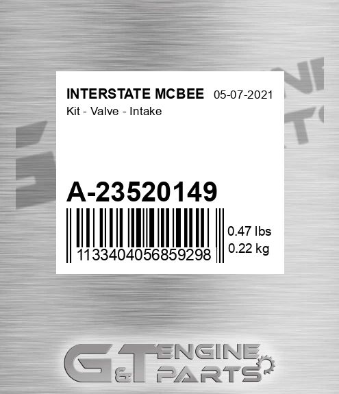 A-23520149 Kit - Valve - Intake