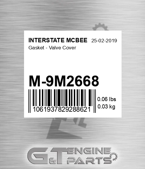 M-9M2668 Gasket - Valve Cover for INTERSTATE MCBEE