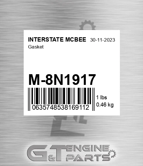M-8N1917 Gasket for INTERSTATE MCBEE