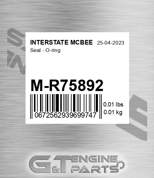 M-R75892 Seal - O-ring