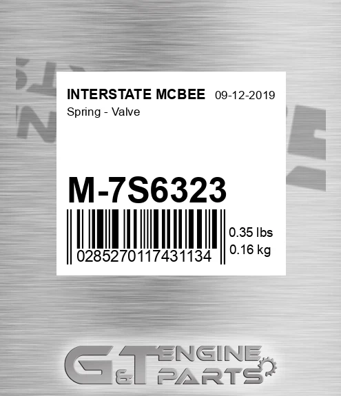 M-7S6323 Spring - Valve for INTERSTATE MCBEE