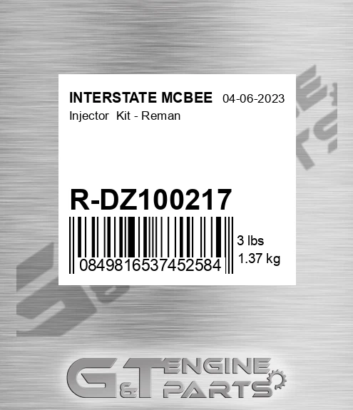 R-DZ100217 Injector Kit - Reman