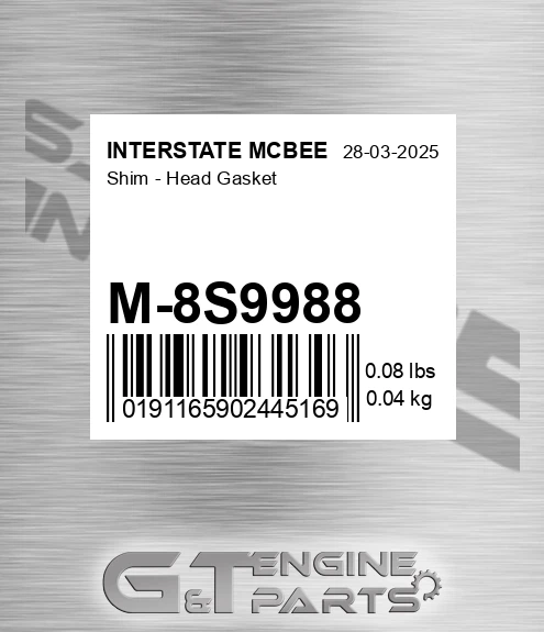 M-8S9988 Shim - Head Gasket for INTERSTATE MCBEE
