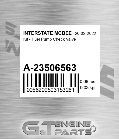 A-23506563 Kit - Fuel Pump Check Valve