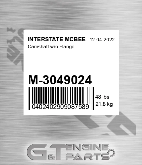 M-3049024 Camshaft W/o Flange