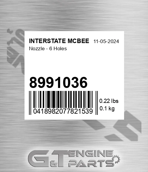 8991036 Nozzle - 6 Holes