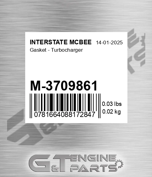M-3709861 Gasket - Turbocharger for INTERSTATE MCBEE