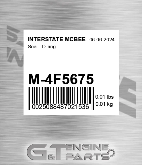 M-4F5675 Seal - O-ring for INTERSTATE MCBEE