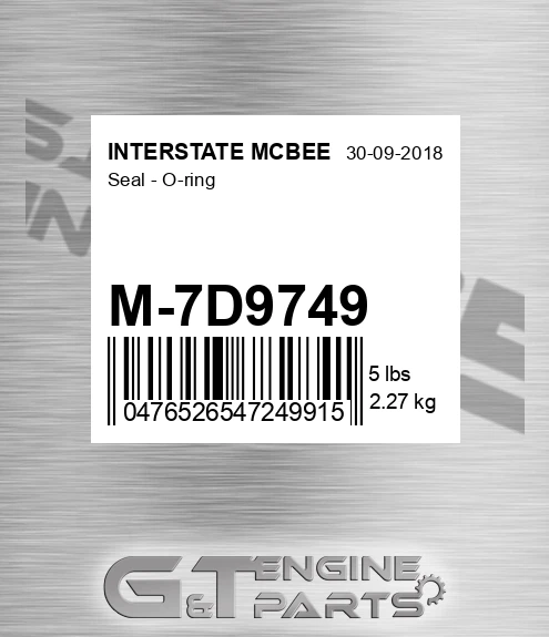 M-7D9749 Seal - O-ring