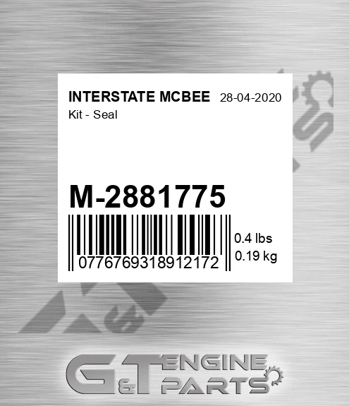M-2881775 Kit - Seal for INTERSTATE MCBEE