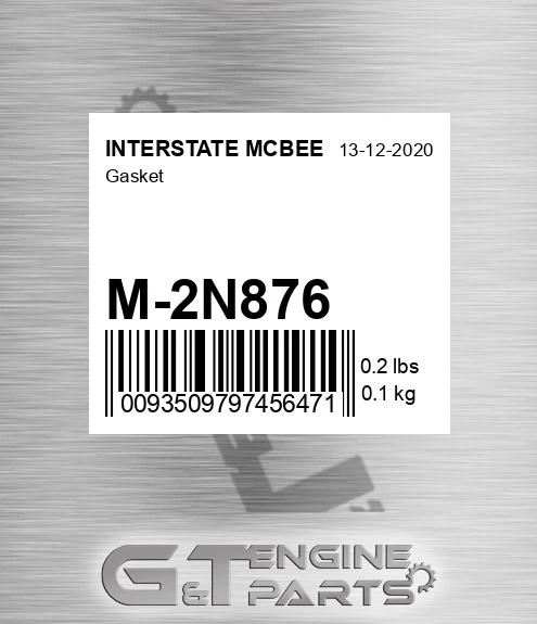 M-2N876 Gasket for INTERSTATE MCBEE