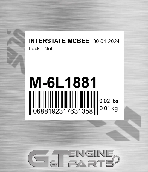 M-6L1881 Lock - Nut for INTERSTATE MCBEE