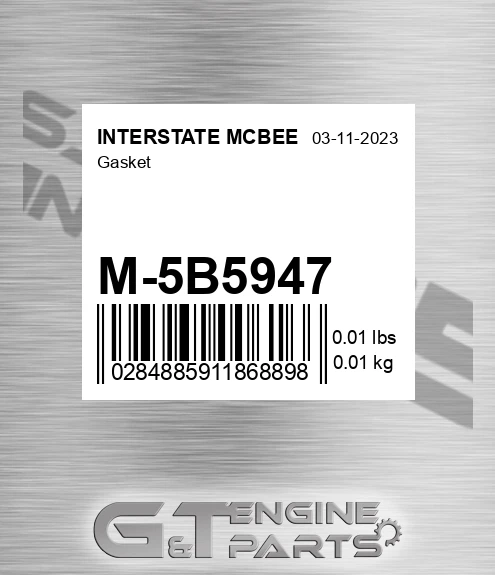 M-5B5947 Gasket for INTERSTATE MCBEE