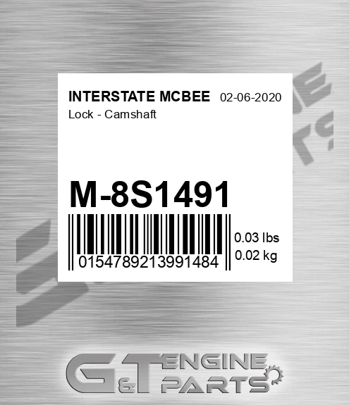 M-8S1491 Lock - Camshaft for INTERSTATE MCBEE