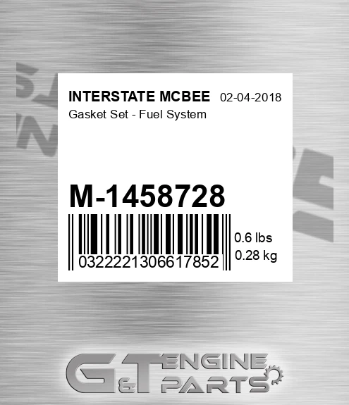 M-1458728 Gasket Set - Fuel System for INTERSTATE MCBEE