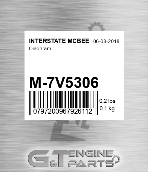 M-7V5306 Diaphram for INTERSTATE MCBEE