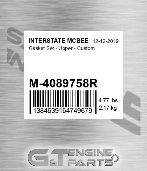 M-4089758R Gasket Set - Upper - Custom
