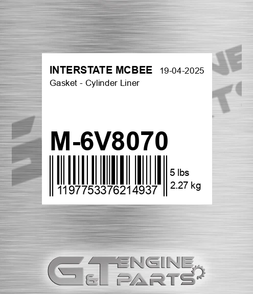 M-6V8070 Gasket - Cylinder Liner for INTERSTATE MCBEE