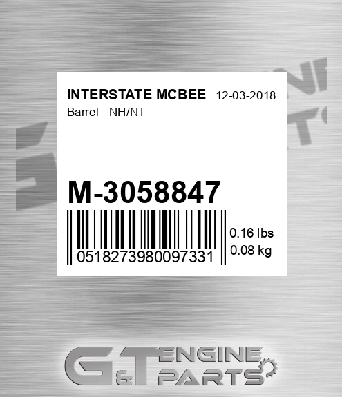 M-3058847 Barrel - Nh/nt for INTERSTATE MCBEE