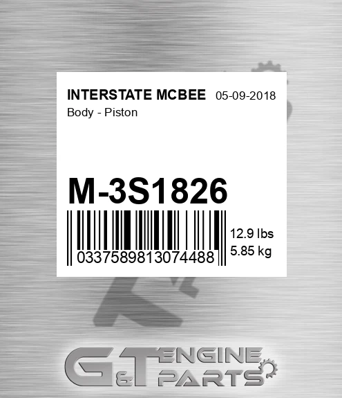M-3S1826 Body - Piston for INTERSTATE MCBEE