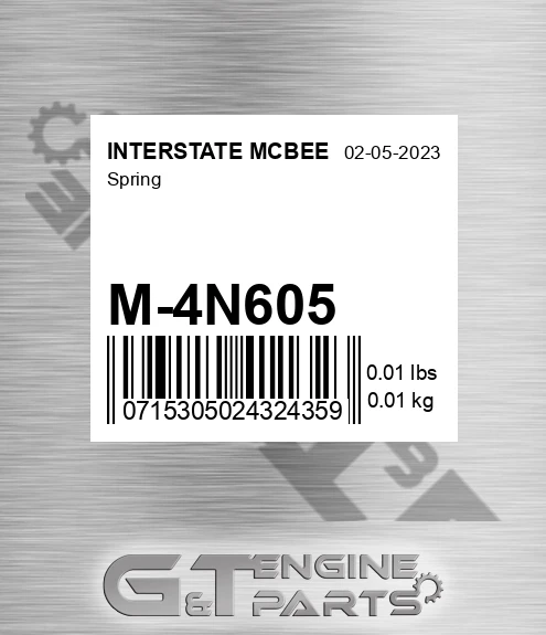 M-4N605 Spring for INTERSTATE MCBEE
