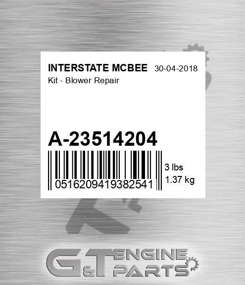 A-23514204 Kit - Blower Repair for INTERSTATE MCBEE
