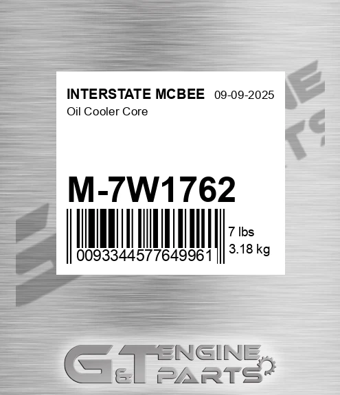 M-7W1762 Oil Cooler Core