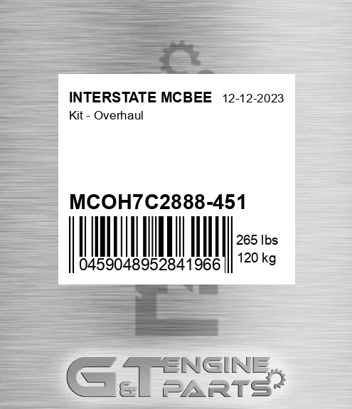 MCOH7C2888-451 Kit - Overhaul